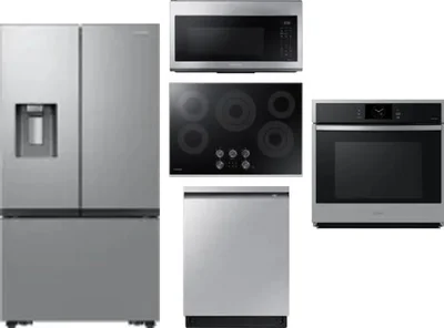 5 Piece Package Includes Refrigerator, Cooktop, Wall Oven, Microwave And Dishwasher