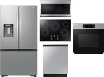 5 Piece Package Includes Refrigerator, Cooktop, Wall Oven, Microwave And Dishwasher