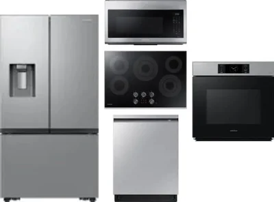5 Piece Package Includes Refrigerator, Cooktop, Wall Oven, Microwave And Dishwasher