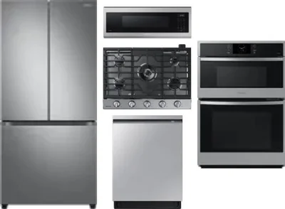 5 Piece Package Includes Refrigerator, Cooktop, Wall Oven, Microwave And Dishwasher