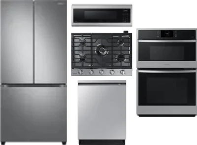 5 Piece Package Includes Refrigerator, Cooktop, Wall Oven, Microwave And Dishwasher
