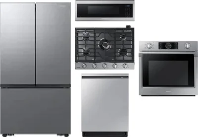 5 Piece Package Includes Refrigerator, Cooktop, Wall Oven, Microwave And Dishwasher
