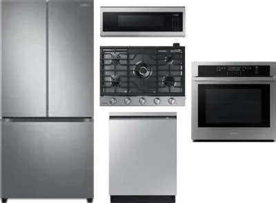 5 Piece Package Includes Refrigerator, Cooktop, Wall Oven, Microwave And Dishwasher
