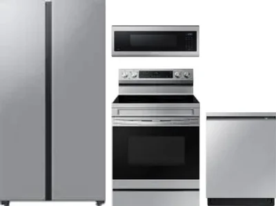 4 Piece Package Includes Refrigerator, Range, Microwave And Dishwasher