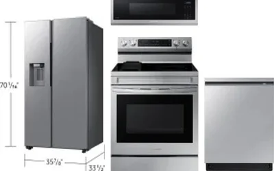 4 Piece Package Includes Refrigerator, Range, Microwave And Dishwasher