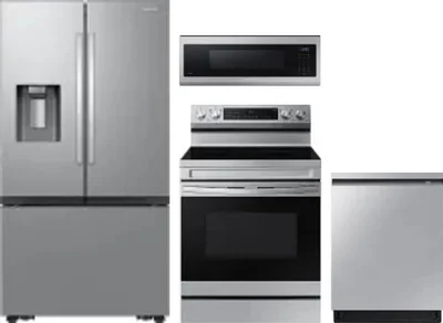 4 Piece Package Includes Refrigerator, Range, Microwave And Dishwasher