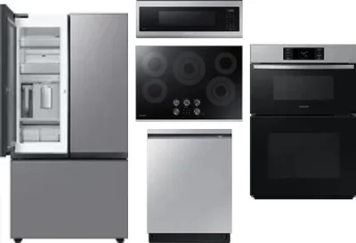 5 Piece Package Includes Refrigerator, Cooktop, Wall Oven, Microwave And Dishwasher