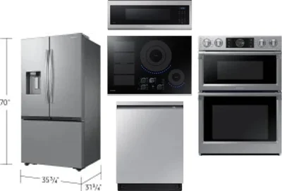 5 Piece Package Includes Refrigerator, Cooktop, Wall Oven, Microwave And Dishwasher