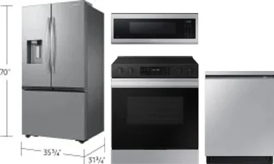 4 Piece Package Includes Refrigerator, Range, Microwave And Dishwasher