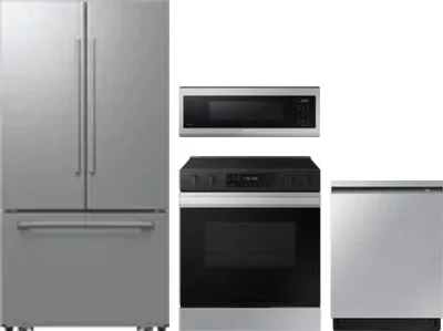 4 Piece Package Includes Refrigerator, Range, Microwave And Dishwasher