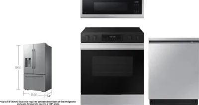 4 Piece Package Includes Refrigerator, Range, Microwave And Dishwasher