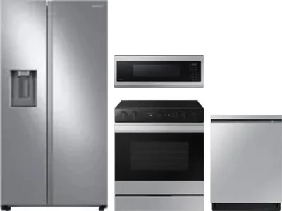 4 Piece Package Includes Refrigerator, Range, Microwave And Dishwasher