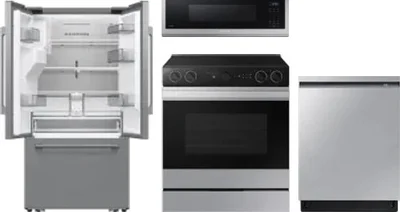 4 Piece Package Includes Refrigerator, Range, Microwave And Dishwasher