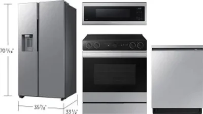 4 Piece Package Includes Refrigerator, Range, Microwave And Dishwasher