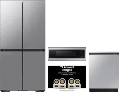 4 Piece Package Includes Refrigerator, Range, Microwave And Dishwasher