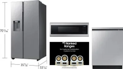 4 Piece Package Includes Refrigerator, Range, Microwave And Dishwasher