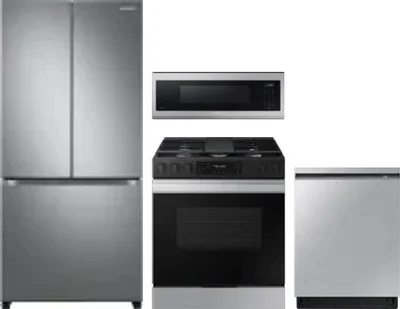 4 Piece Package Includes Refrigerator, Range, Microwave And Dishwasher