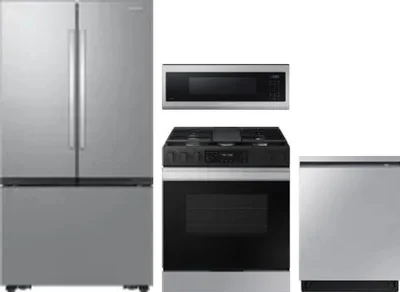 4 Piece Package Includes Refrigerator, Range, Microwave And Dishwasher