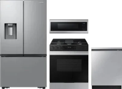 4 Piece Package Includes Refrigerator, Range, Microwave And Dishwasher