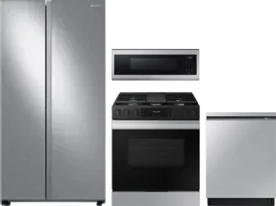 4 Piece Package Includes Refrigerator, Range, Microwave And Dishwasher