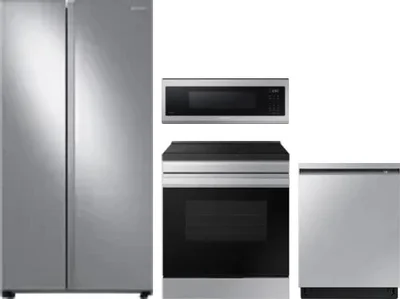 4 Piece Package Includes Refrigerator, Range, Microwave And Dishwasher