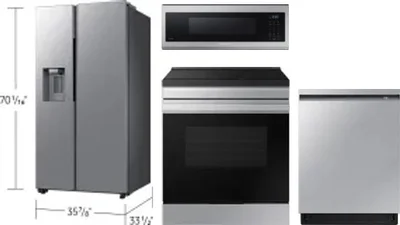 4 Piece Package Includes Refrigerator, Range, Microwave And Dishwasher
