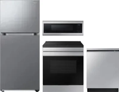 4 Piece Package Includes Refrigerator, Range, Microwave And Dishwasher