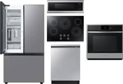 5 Piece Package Includes Refrigerator, Cooktop, Wall Oven, Microwave And Dishwasher