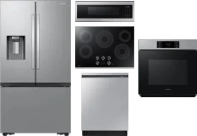 5 Piece Package Includes Refrigerator, Cooktop, Wall Oven, Microwave And Dishwasher