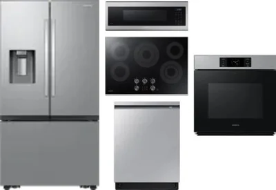 5 Piece Package Includes Refrigerator, Cooktop, Wall Oven, Microwave And Dishwasher
