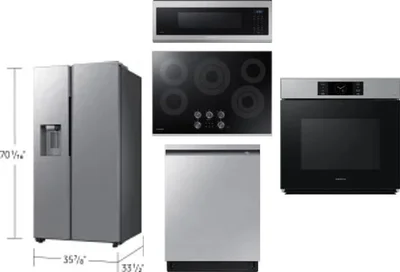 5 Piece Package Includes Refrigerator, Cooktop, Wall Oven, Microwave And Dishwasher