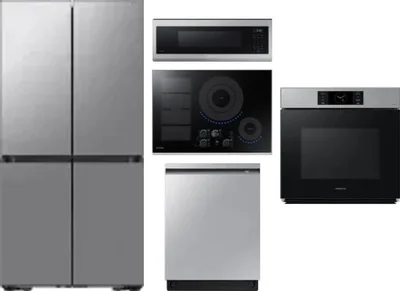 5 Piece Package Includes Refrigerator, Cooktop, Wall Oven, Microwave And Dishwasher