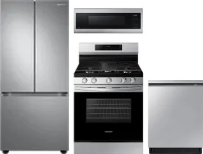 4 Piece Package Includes Refrigerator, Range, Microwave And Dishwasher