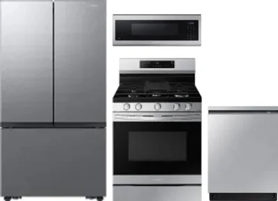 4 Piece Package Includes Refrigerator, Range, Microwave And Dishwasher
