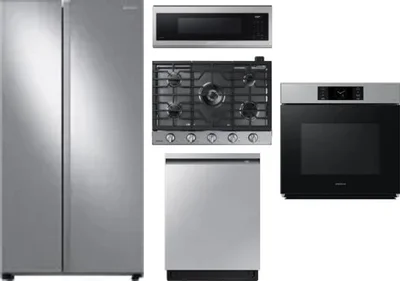 5 Piece Package Includes Refrigerator, Cooktop, Wall Oven, Microwave And Dishwasher