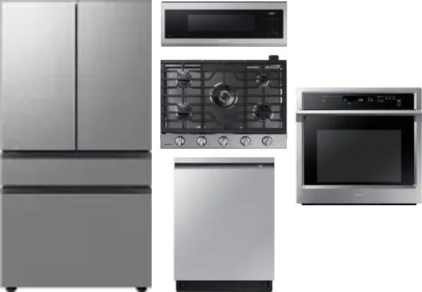 5 Piece Package Includes Refrigerator, Cooktop, Wall Oven, Microwave And Dishwasher