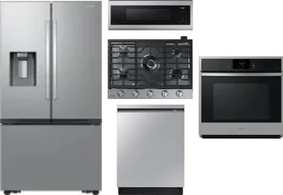 5 Piece Package Includes Refrigerator, Cooktop, Wall Oven, Microwave And Dishwasher