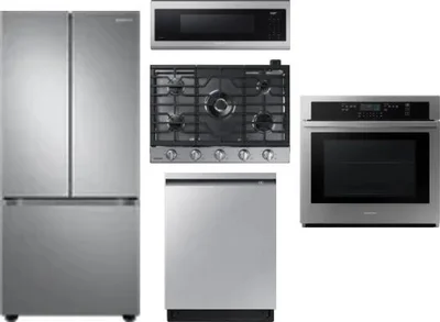 5 Piece Package Includes Refrigerator, Cooktop, Wall Oven, Microwave And Dishwasher
