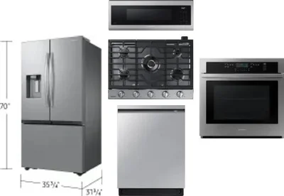 5 Piece Package Includes Refrigerator, Cooktop, Wall Oven, Microwave And Dishwasher
