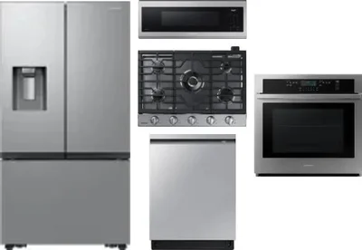 5 Piece Package Includes Refrigerator, Cooktop, Wall Oven, Microwave And Dishwasher