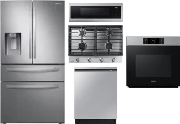 5 Piece Package Includes Refrigerator, Cooktop, Wall Oven, Microwave And Dishwasher