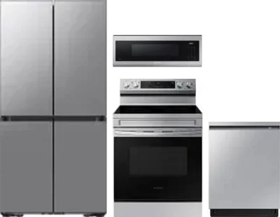 4 Piece Package Includes Refrigerator, Range, Microwave And Dishwasher