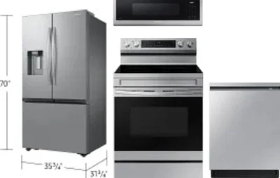 4 Piece Package Includes Refrigerator, Range, Microwave And Dishwasher