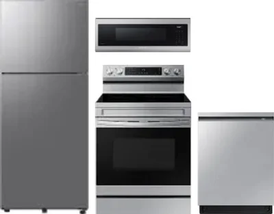 4 Piece Package Includes Refrigerator, Range, Microwave And Dishwasher