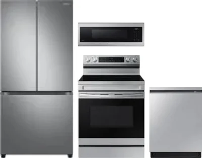 4 Piece Package Includes Refrigerator, Range, Microwave And Dishwasher