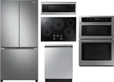 5 Piece Package Includes Refrigerator, Cooktop, Wall Oven, Microwave And Dishwasher