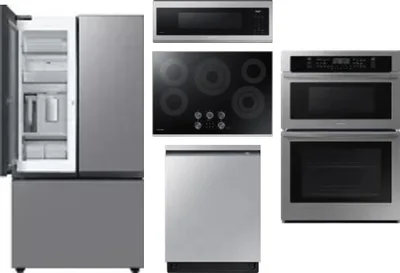 5 Piece Package Includes Refrigerator, Cooktop, Wall Oven, Microwave And Dishwasher