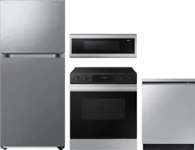 4 Piece Package Includes Refrigerator, Range, Microwave And Dishwasher