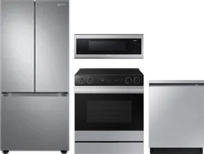 4 Piece Package Includes Refrigerator, Range, Microwave And Dishwasher
