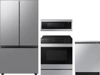 4 Piece Package Includes Refrigerator, Range, Microwave And Dishwasher